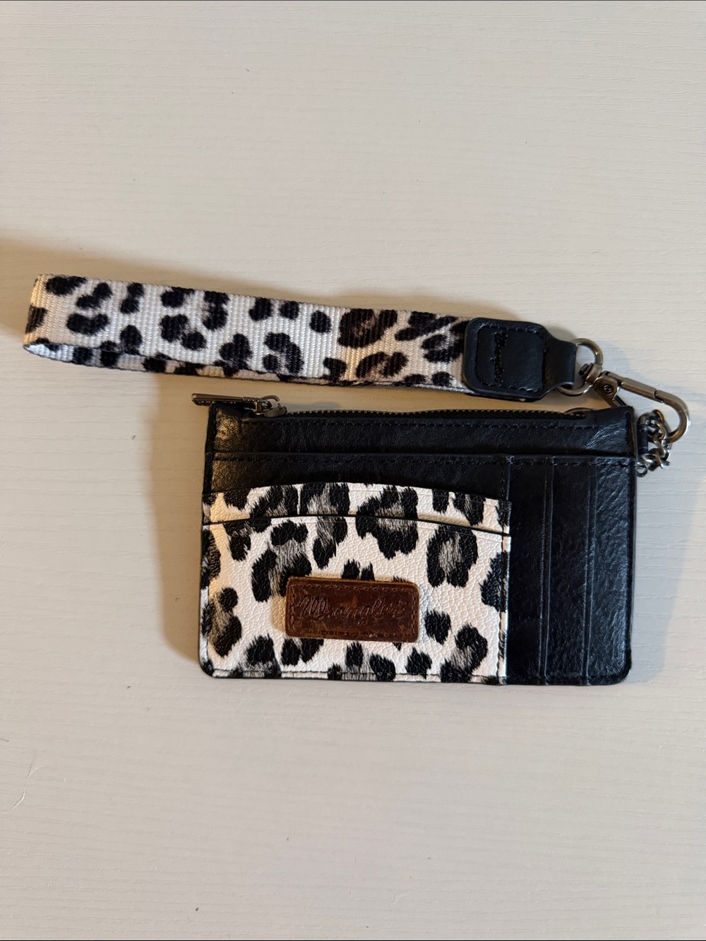 Wrangler Black & White Leopard Wristlet Card Case